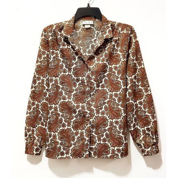 Vintage: Diane Rich - Women's Paisley, Button Up Top (size 4) - Picture 1 of 4